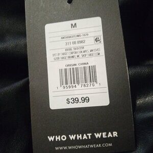 Who What Wear Black Long Sleeve Faux Leather Dress